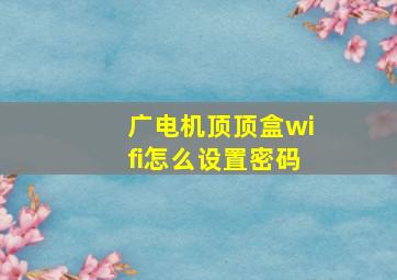 广电机顶顶盒wifi怎么设置密码