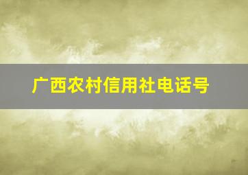 广西农村信用社电话号