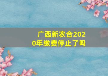 广西新农合2020年缴费停止了吗