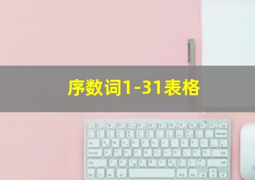 序数词1-31表格