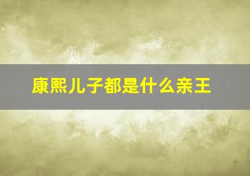 康熙儿子都是什么亲王