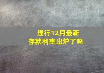 建行12月最新存款利率出炉了吗