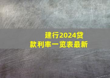 建行2024贷款利率一览表最新