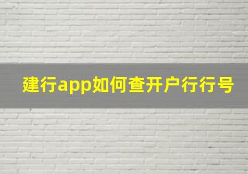 建行app如何查开户行行号