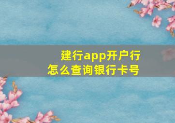 建行app开户行怎么查询银行卡号