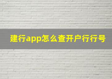 建行app怎么查开户行行号