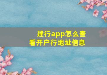 建行app怎么查看开户行地址信息