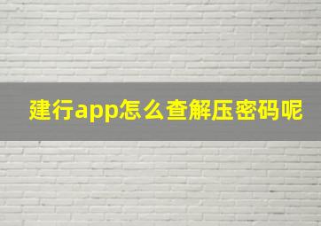 建行app怎么查解压密码呢