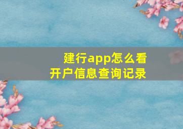 建行app怎么看开户信息查询记录