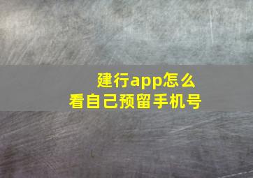 建行app怎么看自己预留手机号