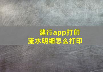 建行app打印流水明细怎么打印