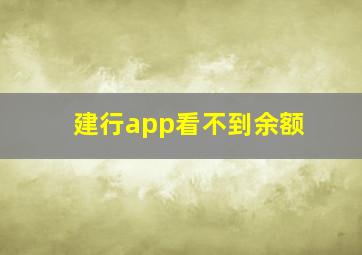 建行app看不到余额