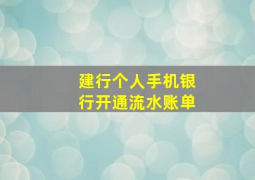 建行个人手机银行开通流水账单