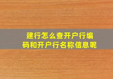 建行怎么查开户行编码和开户行名称信息呢