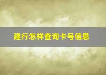 建行怎样查询卡号信息