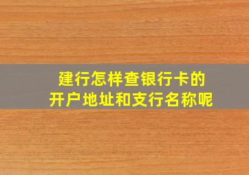 建行怎样查银行卡的开户地址和支行名称呢