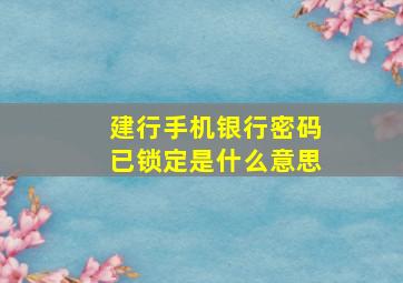 建行手机银行密码已锁定是什么意思