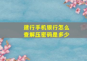 建行手机银行怎么查解压密码是多少