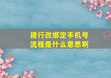 建行改绑定手机号流程是什么意思啊