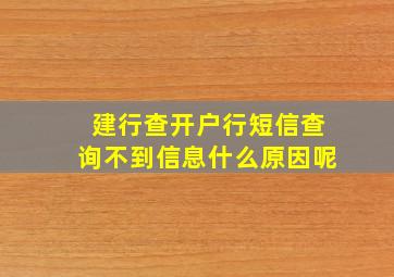 建行查开户行短信查询不到信息什么原因呢