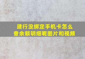 建行没绑定手机卡怎么查余额明细呢图片和视频