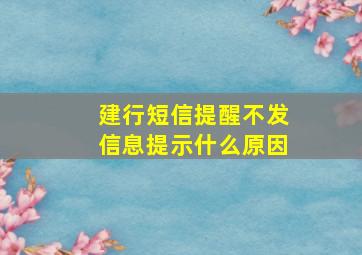 建行短信提醒不发信息提示什么原因