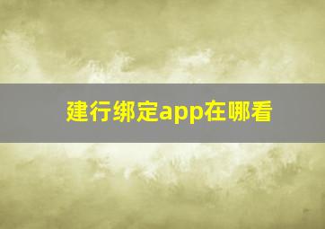 建行绑定app在哪看