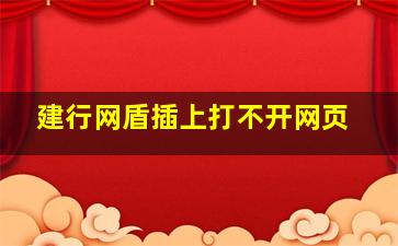 建行网盾插上打不开网页