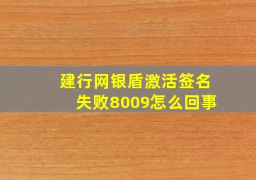 建行网银盾激活签名失败8009怎么回事