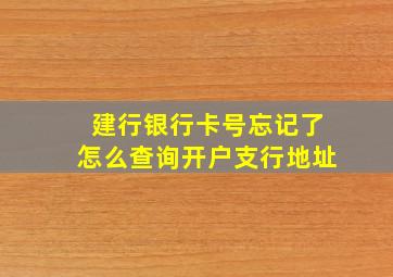 建行银行卡号忘记了怎么查询开户支行地址