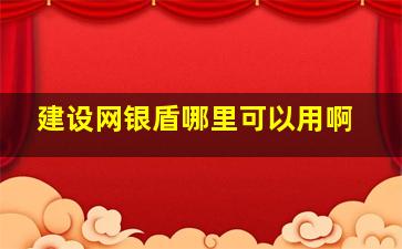 建设网银盾哪里可以用啊