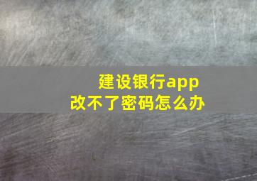 建设银行app改不了密码怎么办