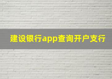 建设银行app查询开户支行