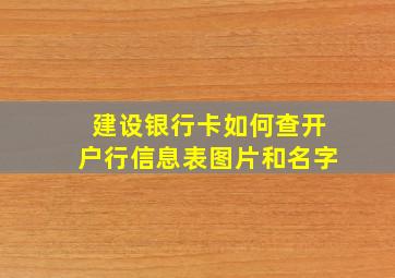 建设银行卡如何查开户行信息表图片和名字