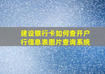 建设银行卡如何查开户行信息表图片查询系统