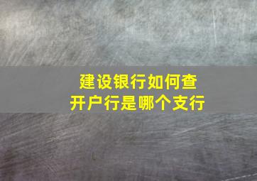 建设银行如何查开户行是哪个支行