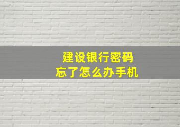 建设银行密码忘了怎么办手机