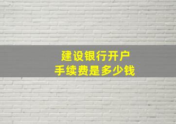 建设银行开户手续费是多少钱