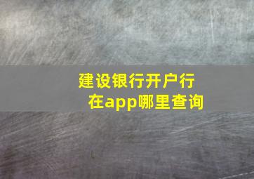 建设银行开户行在app哪里查询