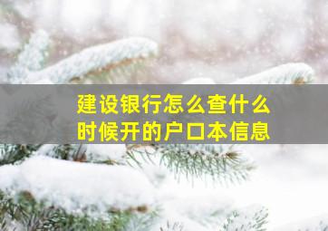 建设银行怎么查什么时候开的户口本信息