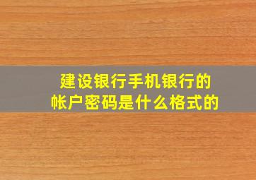 建设银行手机银行的帐户密码是什么格式的