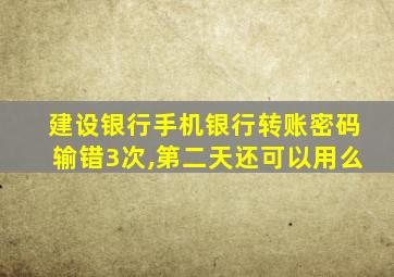 建设银行手机银行转账密码输错3次,第二天还可以用么