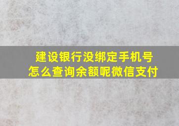 建设银行没绑定手机号怎么查询余额呢微信支付