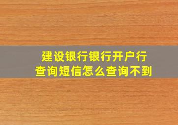 建设银行银行开户行查询短信怎么查询不到