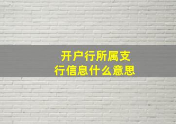 开户行所属支行信息什么意思