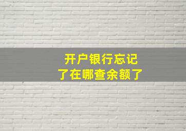 开户银行忘记了在哪查余额了