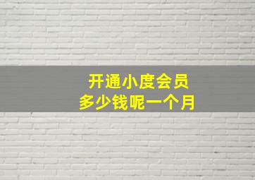 开通小度会员多少钱呢一个月