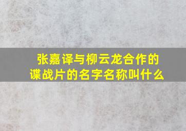 张嘉译与柳云龙合作的谍战片的名字名称叫什么