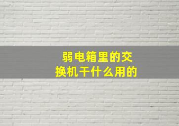 弱电箱里的交换机干什么用的