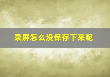 录屏怎么没保存下来呢